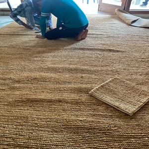 Handmade Natural Jute Area Rug Solid Plain Woven Soumak Carpet Rustic Farmhouse Boho Living Room Bedroom Entryway Floor Decor - Product Image 4