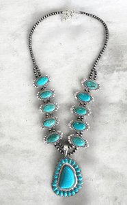 Grand collier statement turquoise, pierre ovale irrégulière, bijoux western faits à la main pour femme, cadeau tendance - Product Image 6