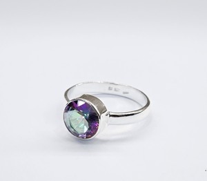 Anillo Minimalista con Topacio Místico de Corte Redondo en Plata de Ley 925, Joyería Simple Unisex para Uso Diario - Product Image 2