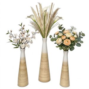 Spun <b>Bamboo</b> Vase 15x50CM For Dried Flowers Eco Friendly Handmade Indoor Decor Durable and Lightweight Made in Vietnam - Product Image 6