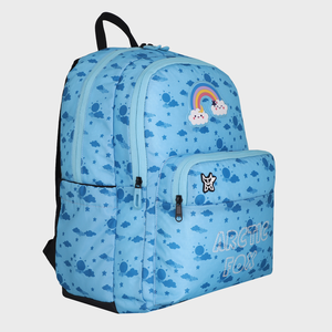 Sac d'école Arctic Fox Sky bleu aqua, durable, résistant à l'eau, en polyester Oxford, avec bretelles rétractables détachables - Product Image 4