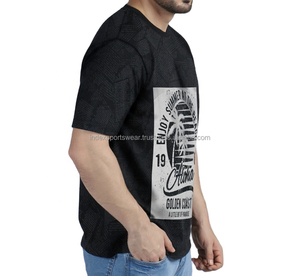 T-shirt noir à manches courtes pour homme, col rond, coupe classique, logo imprimé sur le devant, jersey décontracté, respirant, design à motifs - Product Image 2