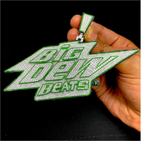 Collier pendentif Big Deey Beats, serti de strass, plaqué argent, style hip-hop, unisexe, à porter au quotidien
