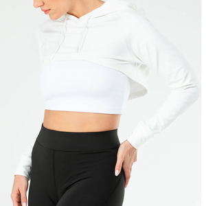 Sweat à capuche court pour femme, hiver, manches longues, décontracté, usage quotidien, coupe oversize, option logo frontal, 100% coton - Product Image 3