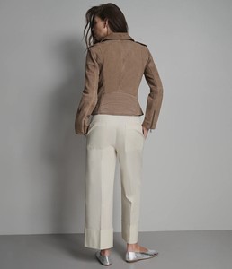 Women's Brown Suede <b>Leather</b> Moto <b>Jacket</b> Available in different color - Product Image 6