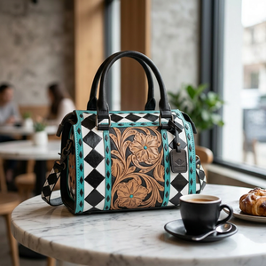 Nueva Bolsa de Viaje de Lujo, Estilo Vintage, Mini Speedy, de Cuero Genuino, con Diseño Floral Tallado a Cuadros, Modelo 2026 - Product Image 5