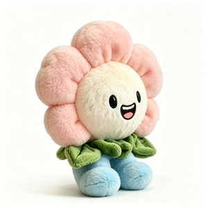 Peluche de flor rosa, Lindo peluche de flor, Peluche de flor Kawaii, Peluche de margarita, Peluche de flor sonriente - Product Image 1