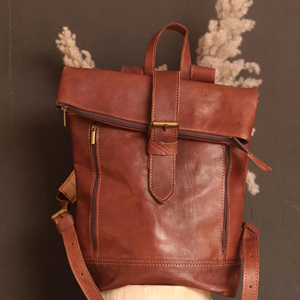 Signature Collection Leather <b>Roll</b> Top Bag High Quality Manufacturing Laptop Rucksack For Export LTBP-0240 - Product Image 1