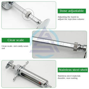 Animal <b>Veterinary</b> <b>Syringes</b> Metal Stainless Steel <b>Syringe</b> for Pig Cattle Sheep Injector Vet Tools livestock Medicine Feeder - Product Image 5