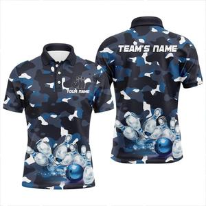 T-shirt personnalisable pour homme, manches courtes, imprimé par sublimation, chemise de bowling, 100% polyester, respirant, séchage rapide - Product Image 3