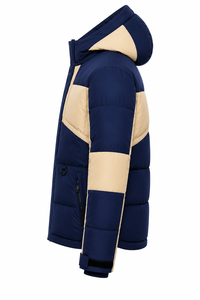 Chaqueta Acolchada con Capucha Cortavientos para Hombre, Abrigo de Invierno Aislado con Bloques de Color, Logotipo Personalizado Bordado, Parche Tejido - Product Image 2