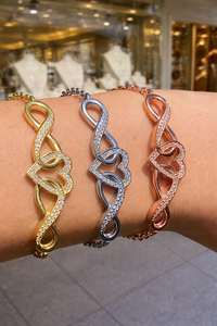 กำไลข้อมือเทนนิสรูปหัวใจอินฟินิตี้ขนาดใหญ่ประดับมอสซาไนต์ ชุบทอง 14K เงินแท้ 925 สำหรับผู้หญิง - ของขวัญและเครื่องประดับสำหรับใส่ทุกวัน - Product Image 4