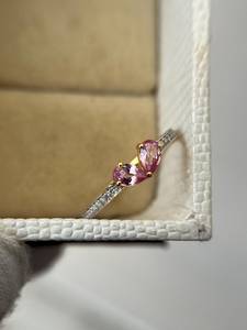 Elegante Anillo de Dos Piedras de Zafiro Rosa, Corte Pera, Vintage, Plata de Ley 925, Chapado en Oro de 14K, Anillo de Compromiso y Boda - Product Image 5