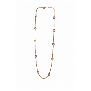 Collar de Cadena de Oro Rosa de 18K para Mujer, Marca Revalia, con Circonitas Cúbicas Multicolores, Joyería Elegante Hecha en India - Product Image 3