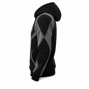 Sweat-shirt à capuche unisexe épais avec impression personnalisée, style décontracté, manches raglan, en molleton bouclette noir et gris, vente en gros - Product Image 5