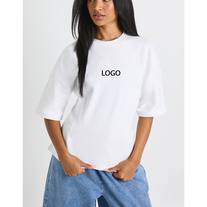 เสื้อยืดโอเวอร์ไซส์คุณภาพสูงสั่งทำพิเศษ 270GSM คอกลม แขนครึ่ง ลายพิมพ์นูน 3 มิติ ผ้าฝ้ายชายหาด เสื้อยืดผู้หญิง - Product Image 1