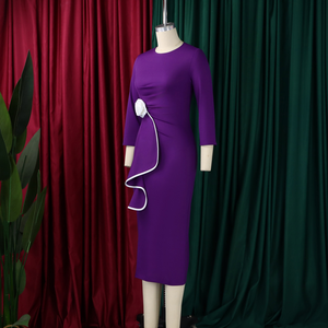 Vestidos de Oficina Africanos para Mujer, Elegantes, Midi, Cintura Natural, Manga Larga, Corte Entallado, Tallas Grandes, de Fábrica - Product Image 6