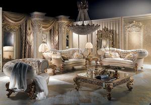 Royal European Solid Teak Wood <b>Sofa</b> Set Luxury Carved Gold 3 Seater Couches Central Coffee Side <b>Tables</b> Majlis Furniture - Product Image 6
