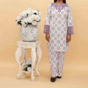 2PC Printed Cambric Cord Set For <b>Women</b> - Product Image 3