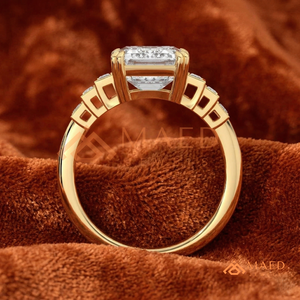 <b>Custom</b> 14K 18K Real Gold Emerald Shape Diamond <b>Ring</b> Tapered Baguette Lab Grown Diamond Engagement <b>Ring</b> - Product Image 3