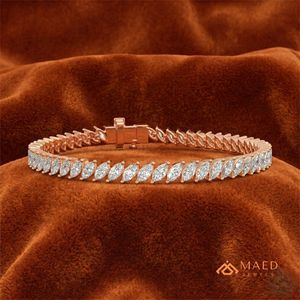 Pulsera de tenis de moissanita chapada en oro rosa, pulsera de cadena fina, joyería de moda para mujer, estilo elegante de Nueva York, moderno - Product Image 2