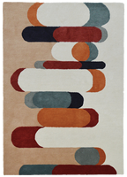 Tapis de salon abstrait en laine tuftée à la main, motif géométrique capsule, tapis de sol design moderne du milieu du siècle