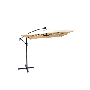 2.5X2.5M Vierkante Buitenterras Paraplu Zonne-Energie Led Verlichte Zonnescherm Markt Waterdicht 8 Ribben Crank Cross Base Voor Tuin - Product Image 3