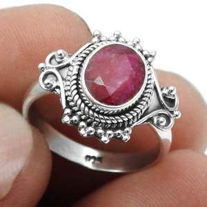 Semi-precious Root Chakra Oval Cut Natural Ruby Gemstone <b>Ring</b> Made From Solid 925 Sterling Silver <b>Statement</b> Bohemian <b>Ring</b> - Product Image 3