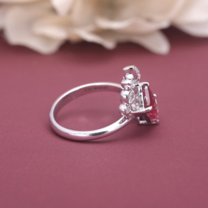 IGI Certified Fancy Pink Lab Grown Diamond Floral <b>Cocktail</b> <b>Ring</b> in 9K White / Rose & Yellow <b>Gold</b> Luxury Statement Jewelry - Product Image 3