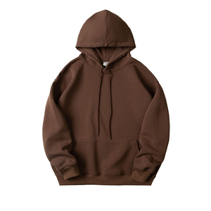 Sudadera con Capucha Extra Grande para Hombre, Color Azul Claro, Manga Larga, Color Sólido, Informal, con Bolsillo, Tejido de Algodón Francés, para Otoño - Product Image 4