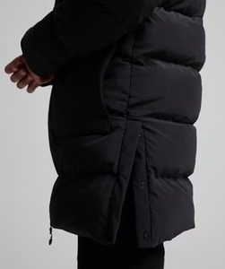 Men's <b>Long</b> <b>Hooded</b> <b>Puffer</b> <b>Jacket</b> Black Winter Windproof Zipper Closure Casual Thick Polyester Wadding Coat - Product Image 3