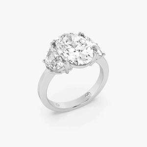 Premium Quality <b>Sterling</b> <b>Silver</b> Three Stone Diamond Ring Elegant and Affordable Jewelry Piece with Certified Diamonds - Product Image 4