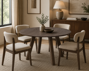 Table à manger en bois de manguier massif de luxe nordique, meubles durables pour la maison, design minimaliste, pieds en bois ronds, 4 places, garantie 1 an - Product Image 2