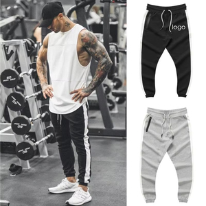 Men Black Sweatpants With <b>White</b> Side Stripe Elastic Waist Drawstring Casual <b>Joggers</b> Breathable Knitted Pants Autumn Wear - Product Image 4