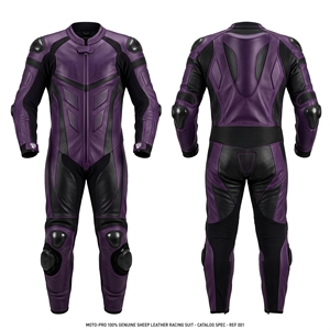 Dumela Moto-Pro <b>Purple</b> Black Leather Windproof Waterproof Breathable Racing <b>Suit</b> Full Body Protection Abrasion Resistant Custom - Product Image 1