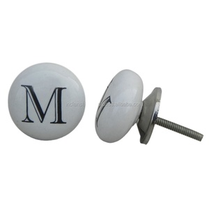 Bulk Ceramic Vintage Knobs White <b>Door</b> Pulls M Alphabet Mid Century Knob Cabinet 3.81 cm CAZK-13 New Design - Product Image 1