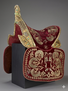 Selle western artisanale en cuir, décorée de motifs floraux gravés, assise profonde et confortable pour l'équitation, avec étriers inclus. - Product Image 3
