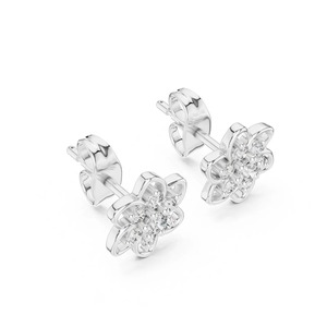Boucles d'oreilles rondes en diamant Moissanite, forme de fleur, à pression, pour femmes, à porter au quotidien, cadeau d'anniversaire pour femme - Product Image 2