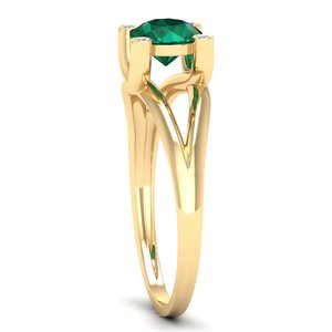 Bague en or jaune massif 14 carats REYES Fine Jewelry avec diamant certifié IGI, coupe ovale classique, pierre précieuse émeraude de 0,84 carat - Product Image 3