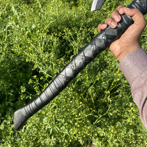 Hacha de Acero al Carbono Burraq Personalizada de 19.5 Pulgadas, Cabeza de Tomahawk, Mango de Madera de Palisandro, Funda de Cuero, para Acampar, Bricolaje, Actividades al Aire Libre, Regalo para Papá - Product Image 4