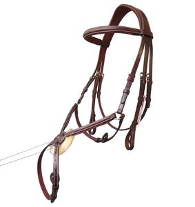 Bridon de cheval croisé en forme de 8 en cuir véritable de haute qualité, personnalisable, rembourré, type Grackle mexicain, pour spectacle équestre - Product Image 1