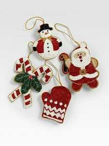 Handmade <b>Christmas</b> Embroidery Ornaments Set Santa Snowman <b>Candy</b> <b>Cane</b> Mittens Cotton Craft Decorations - Product Image 1