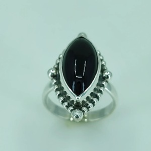Black Onyx <b>Ring</b> 925 Sterling <b>Silver</b> Handmade Boho <b>Statement</b> Promise <b>Ring</b> for Women Natural Black Onyx Marquise July Birthstone - Product Image 3