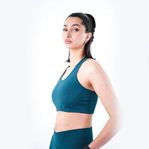 Sujetador deportivo de yoga de invierno con bordado de leopardo de alta calidad al por mayor, sin tirantes y con aros, de gran soporte para mujer - Product Image 4