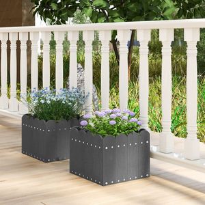 2 Pack Square Garden <b>Planter</b> <b>Box</b> with Drainage Gaps for Front Porch Balcony or Flower Displays - Product Image 3