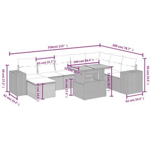 Ensemble de canapés de jardin en rotin gris 6 places, mobilier d'extérieur résistant aux intempéries, design contemporain - Product Image 5
