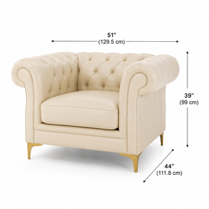 Sillón de Cuero Genuino con Mechones y Patas Metálicas, Silla Tradicional de Descanso para Sala de Estar, Sofá de Cuero, Sillón de Cuero - Product Image 2