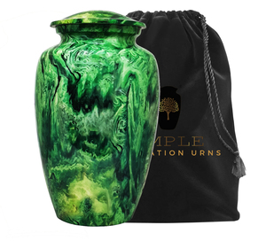 Urne funéraire écologique en marbre vert durable pour cendres humaines |   Urne funéraire métallique pour adulte, capacité 220 pouces cubes, style européen - Product Image 2