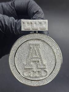 Colgante de Lujo de Moissanita con Letra Inicial Iced Out, Colgante Personalizado de Moissanita Estilo Hip Hop, Colgante de Plata 925, Colgante con Dijes de Rapper - Product Image 6