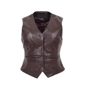 Chaleco de Cuero para Mujer, Elegante, Ajustado, de Cuero Genuino, Sin Mangas, Prenda Exterior Informal, Chaleco de Cuero de Moda para Mujer - Product Image 1